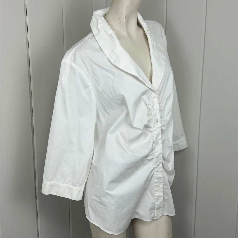 Lafayette 148 New York White Button Down Shirt top plus size 20 - Picture 2 of 7